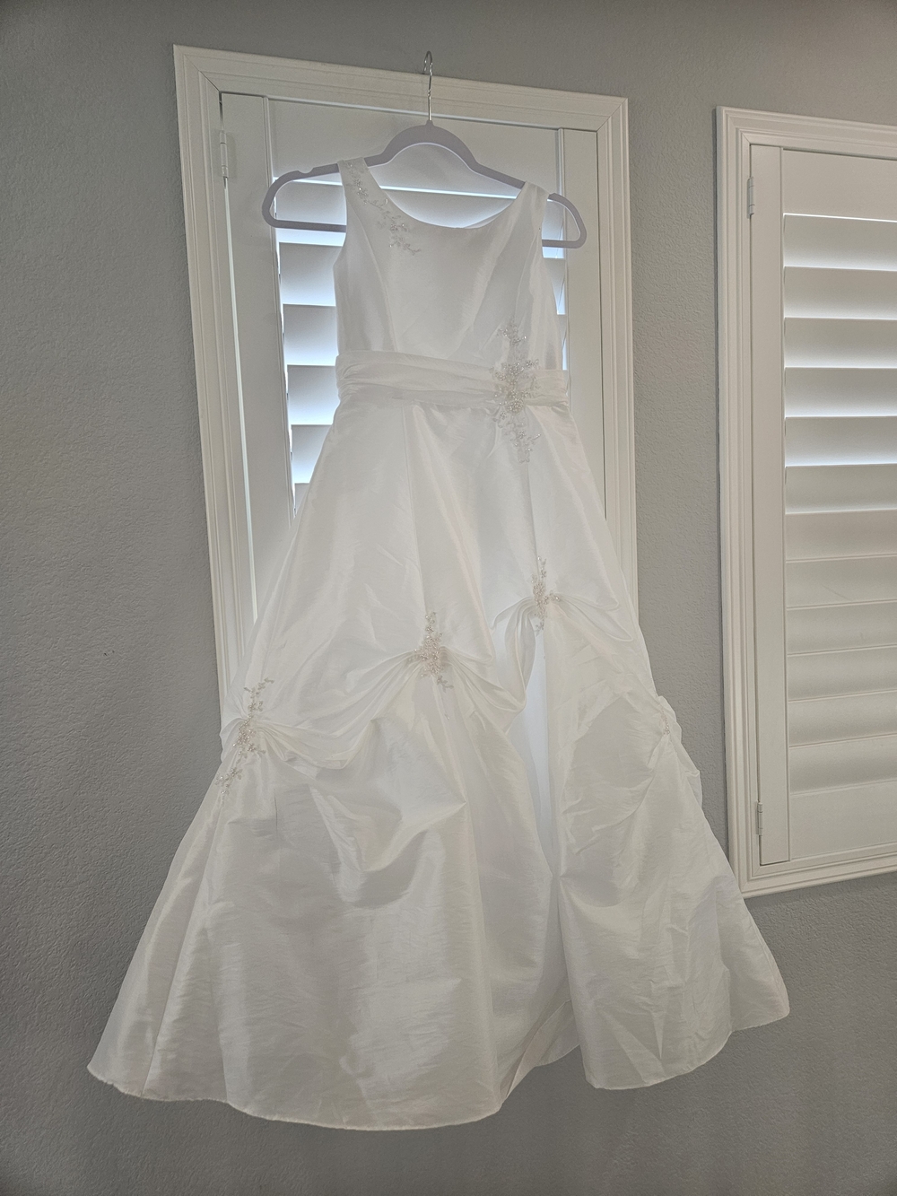 Alfred Angelo White Beaded Satin Girl's Dress Size 12